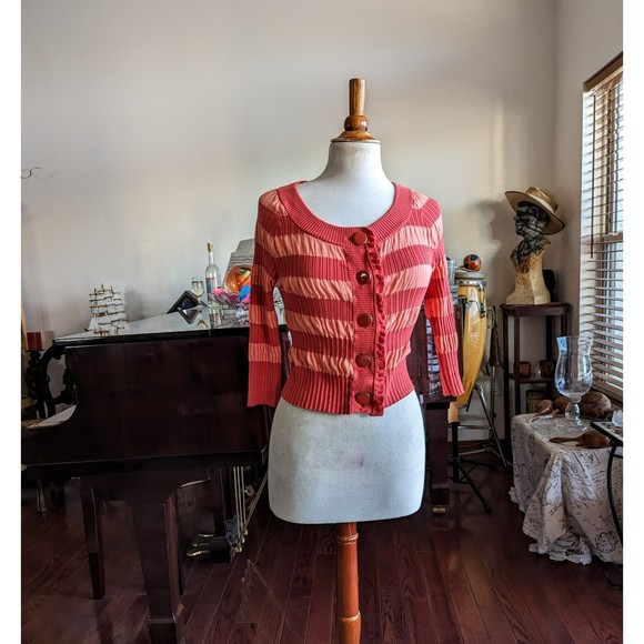 Elle Tops - Elle Top lightweight button up sweater Sz M